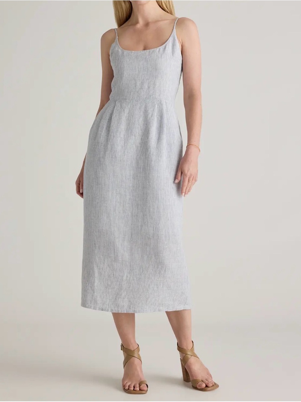 Quince 100% European Linen Scoop Neck Midi Dress